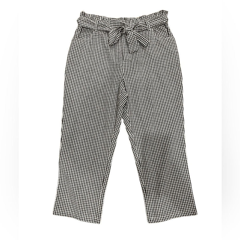 Sincerely Jules High Rise Gingham Print Paper Bag Crop Pants